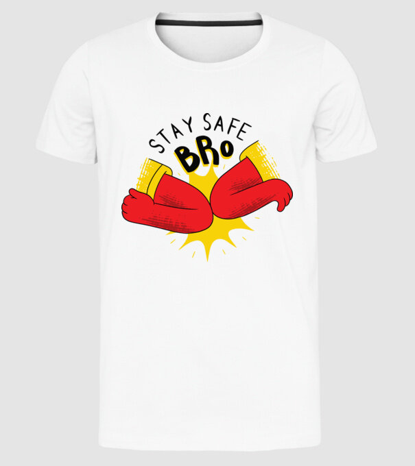 Coronavirus Salut cu cotul model alb pe tricou