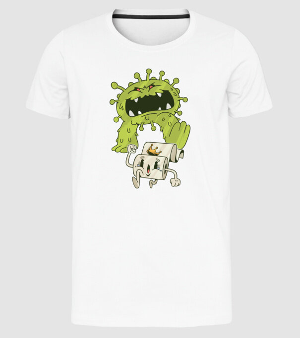 Coronavirus Monstru model alb pe tricou