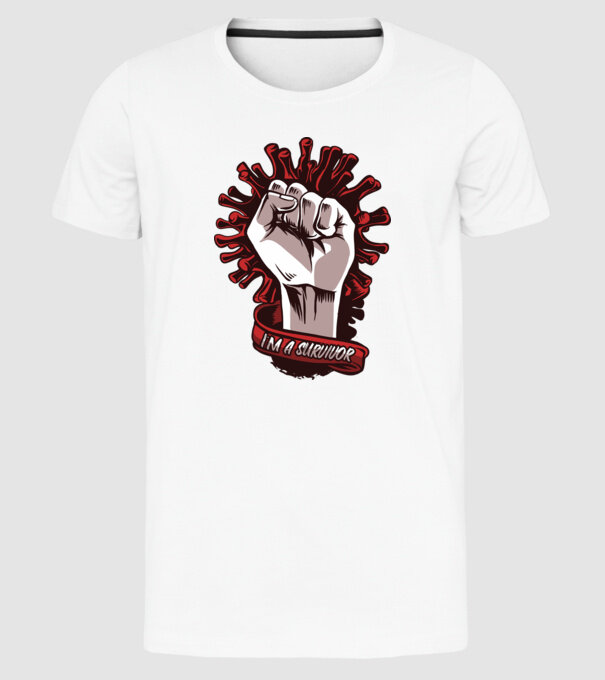 Supraviețuitor Coronavirus model alb pe tricou