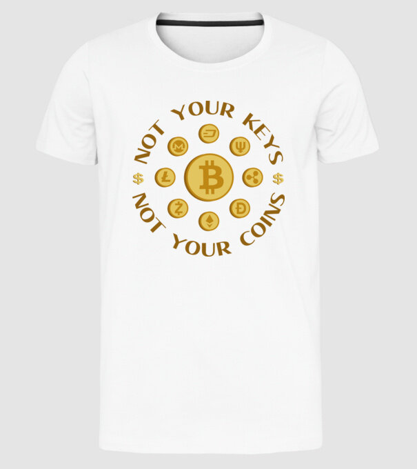 Criptomonede model alb pe tricou