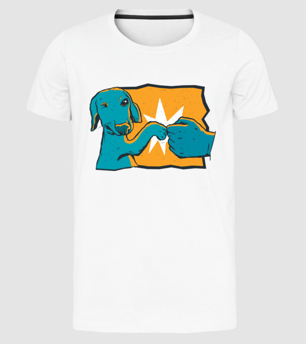 Prietenie Câine Om model alb pe tricou