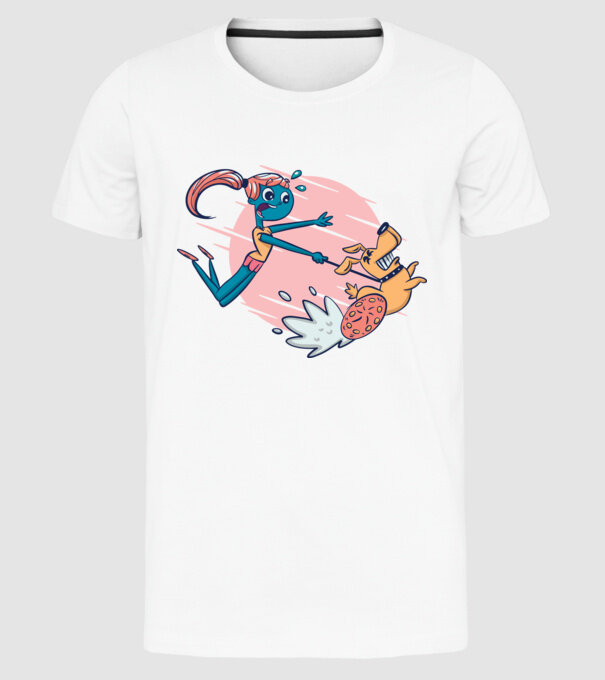 Plimbarea câinilor model alb pe tricou