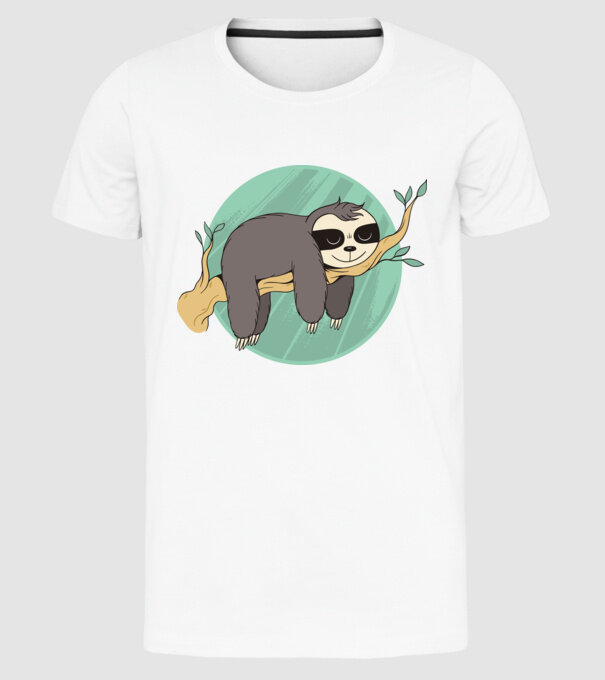Leneș odihnă model alb pe tricou