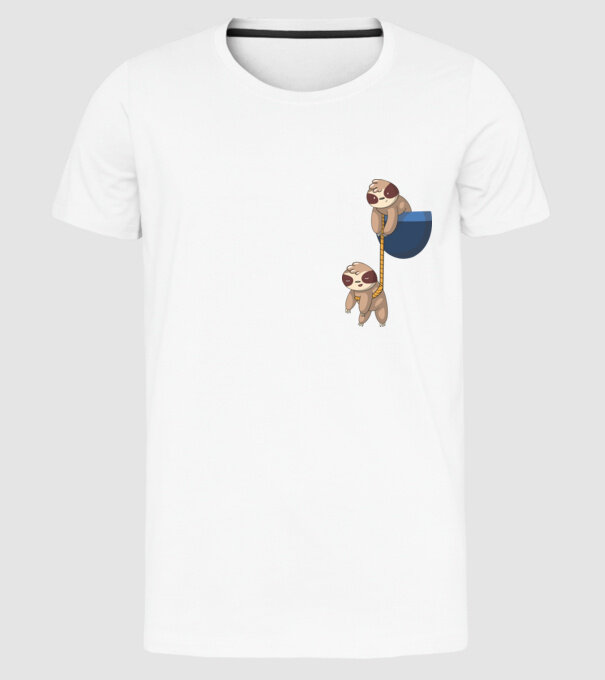 Leneș cu buzunar model alb pe tricou