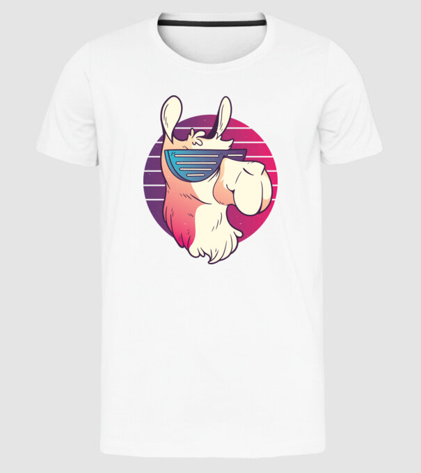 Llama ochelari de soare retro tricou model alb pe tricou
