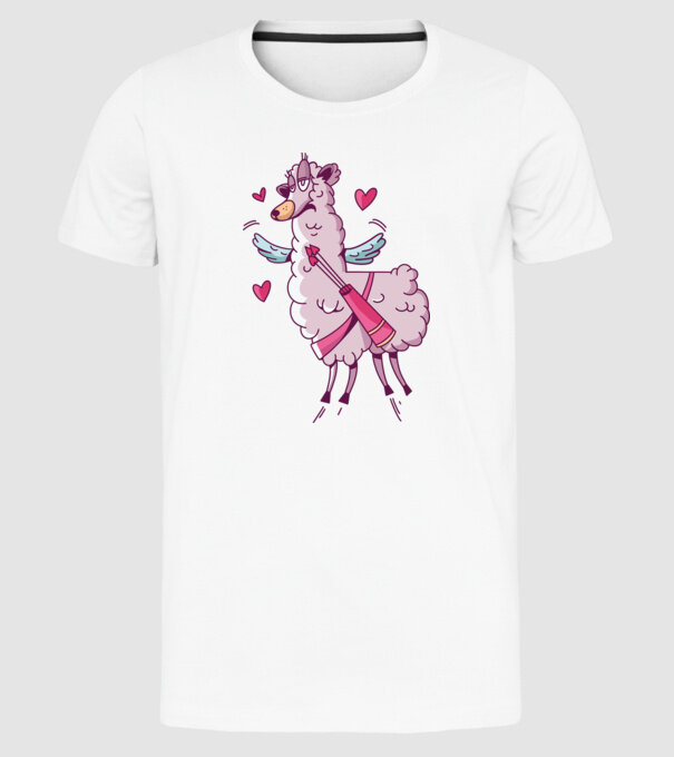 'Dragoste Llama pentru Valentine''s Day' model alb pe tricou
