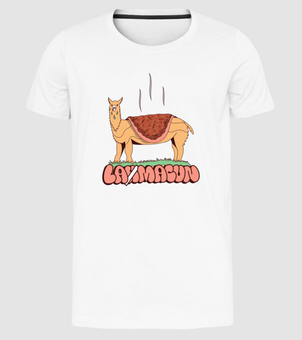 Lamacun Lama model alb pe tricou