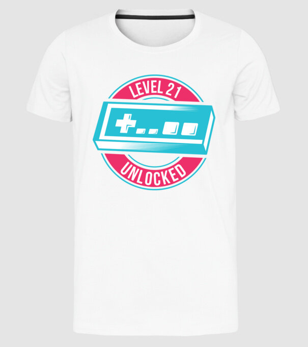 Level 21 Unlocked 21th Birthday model alb pe tricou
