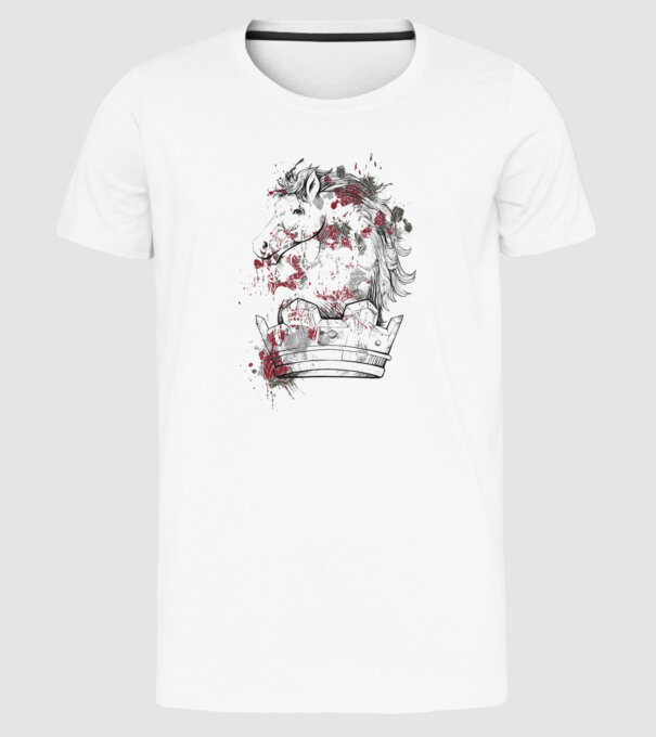 Coroană Cal - Șah model alb pe tricou