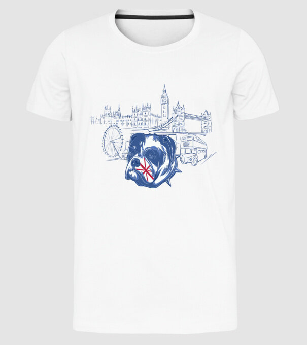 London Bulldog model alb pe tricou