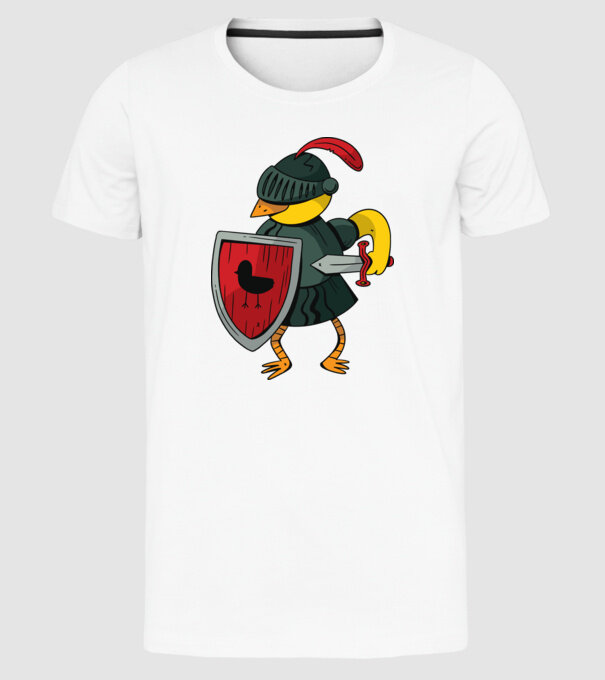 Cavaler Pasăre model alb pe tricou