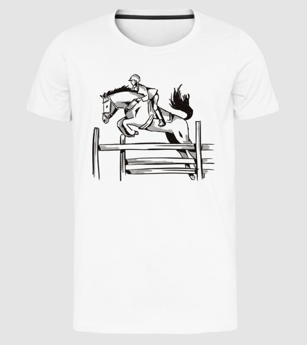 Călăreț model alb pe tricou