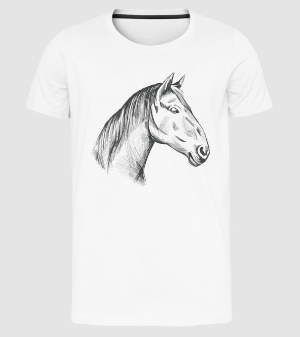 Desen cu cal model alb pe tricou