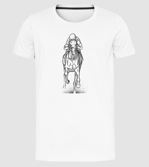 Cursă de cai model alb pe tricou