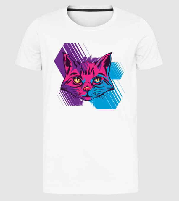 Cap pisică colorat model alb pe tricou