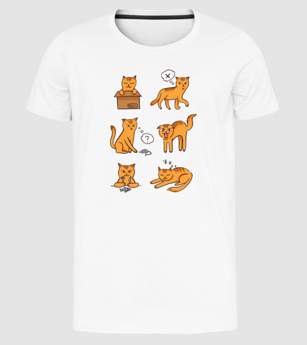 Caracteristici Pisică model alb pe tricou