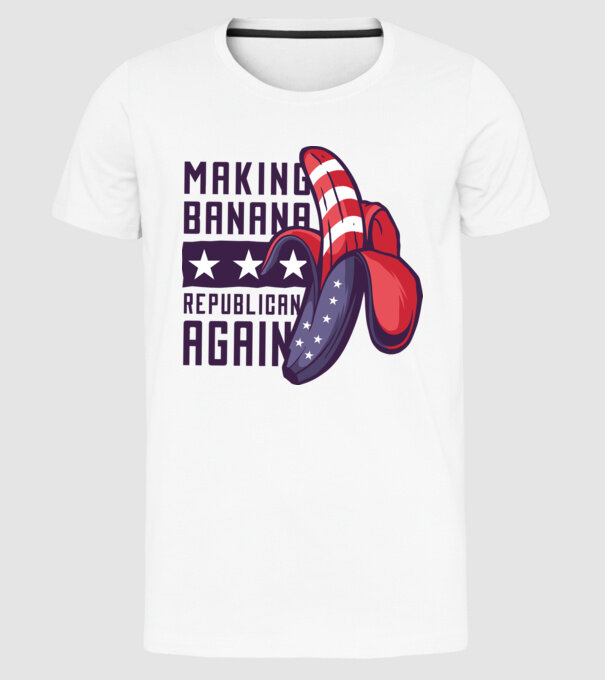 Make Banana Republican Again model alb pe tricou