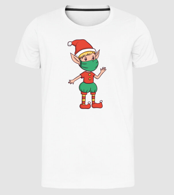 Elf cu mască model alb pe tricou