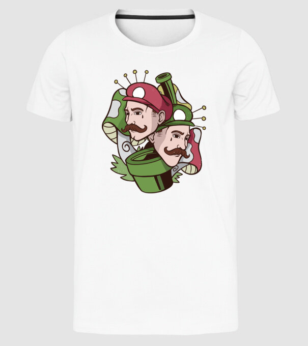 Mario și Luigi model alb pe tricou