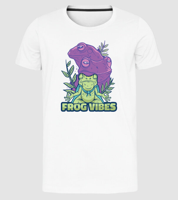 Broasca meditatoare model alb pe tricou