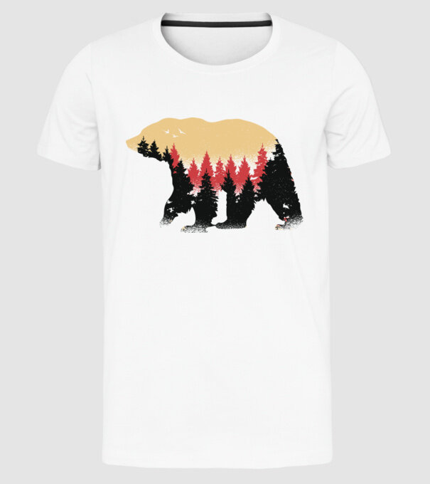 Urs Natură model alb pe tricou