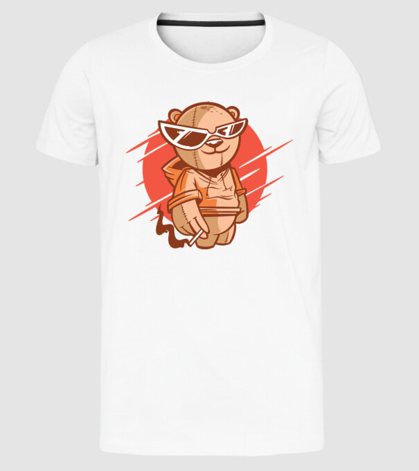 Ursuleț Cool model alb pe tricou