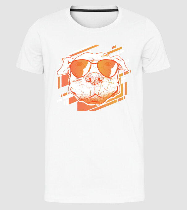 Pitbull Cool în ochelari de soare model alb pe tricou