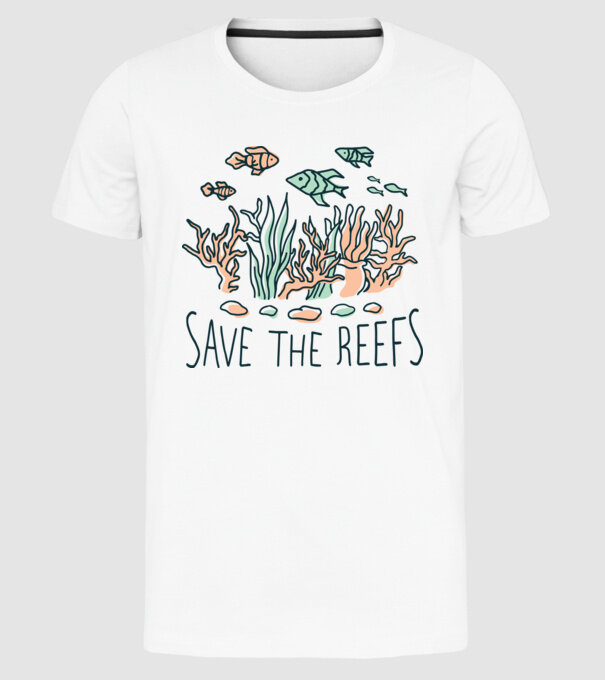Salvează recifele de corali model alb pe tricou