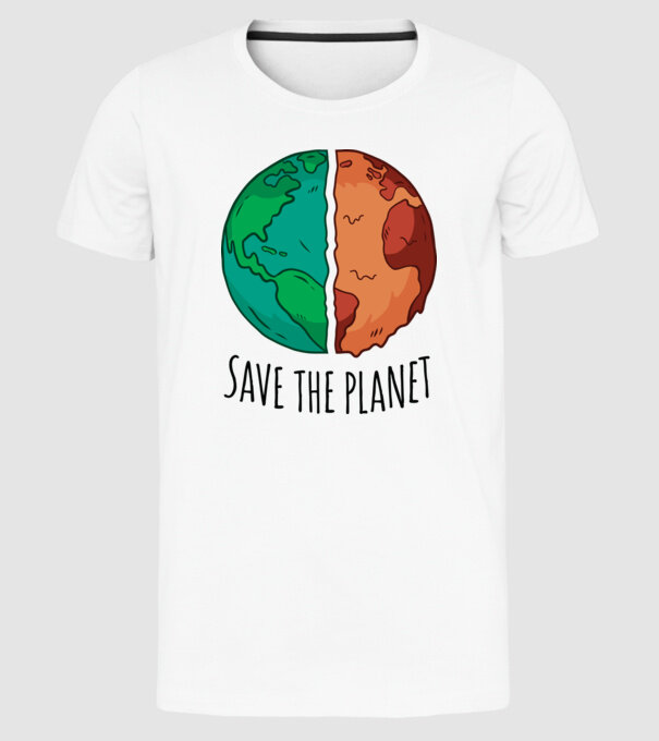 Salvați planeta model alb pe tricou