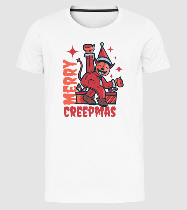 Merry Creepmas model alb pe tricou