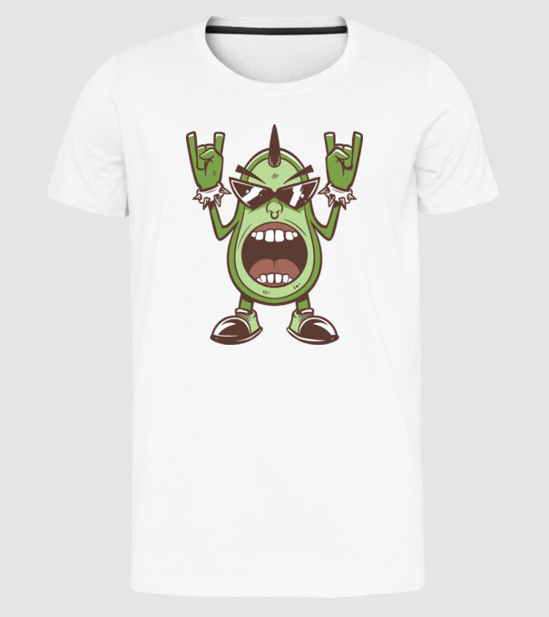 Avocado Metal model alb pe tricou