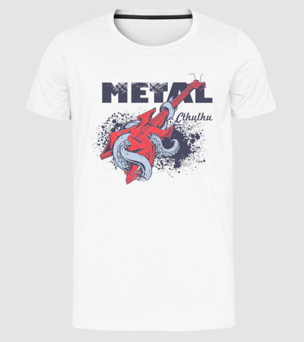 Metal Cthulhu model alb pe tricou