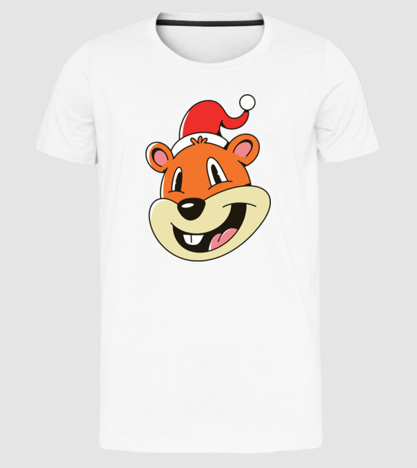 Moș Crăciun Veveriță model alb pe tricou