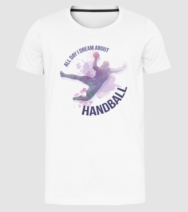 Visez la handbal în fiecare zi model alb pe tricou
