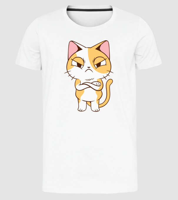Pisică supărată model alb pe tricou
