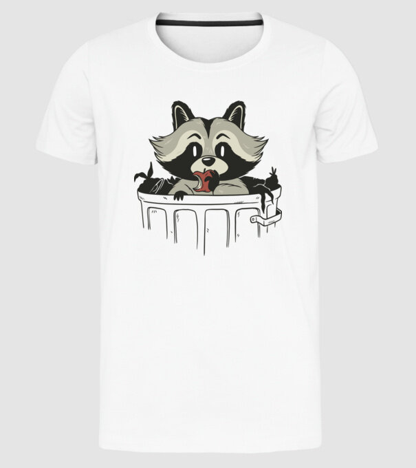 Raton în coș de gunoi model alb pe tricou