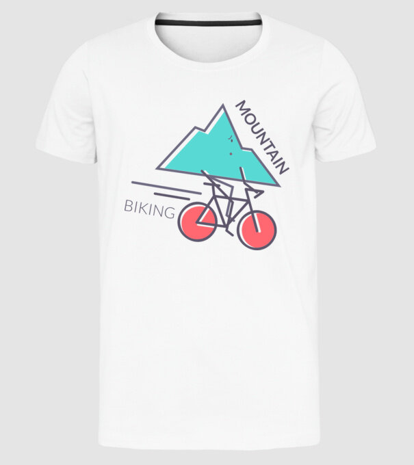 Mountain Biking model alb pe tricou