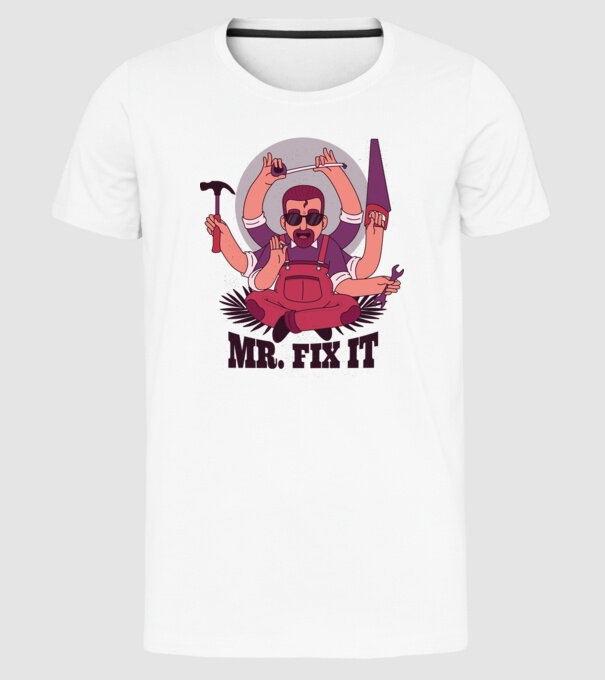 Dl. Fix It - om priceput la toate model alb pe tricou