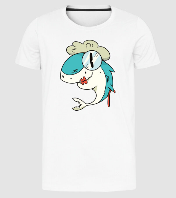 Bunică Rechin model alb pe tricou