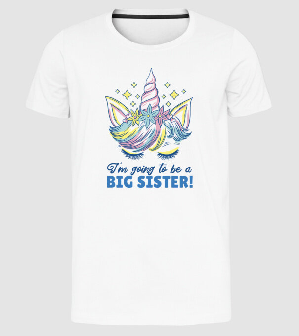 O să fiu un frate mai mare Unicorn model alb pe tricou