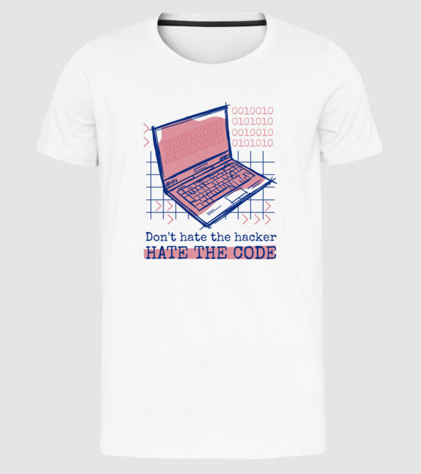 Nu urî hackerul, urăște codul model alb pe tricou