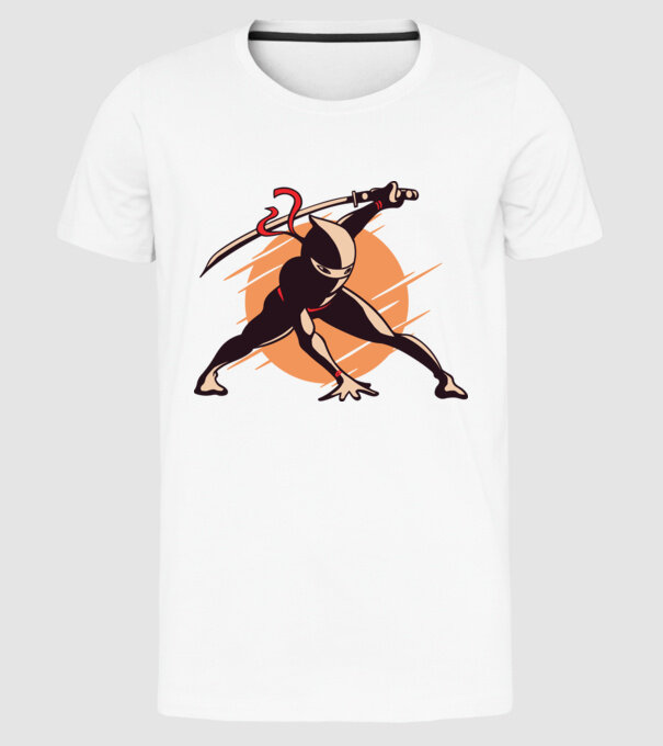 Ninja model alb pe tricou