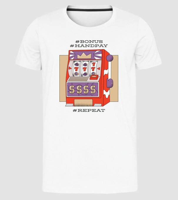 Slot machine model alb pe tricou