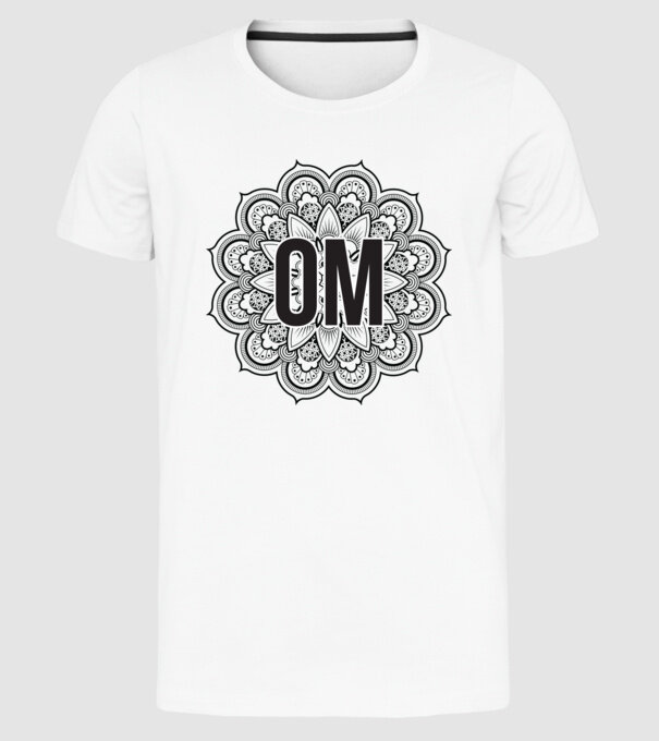 OM Mandala model alb pe tricou