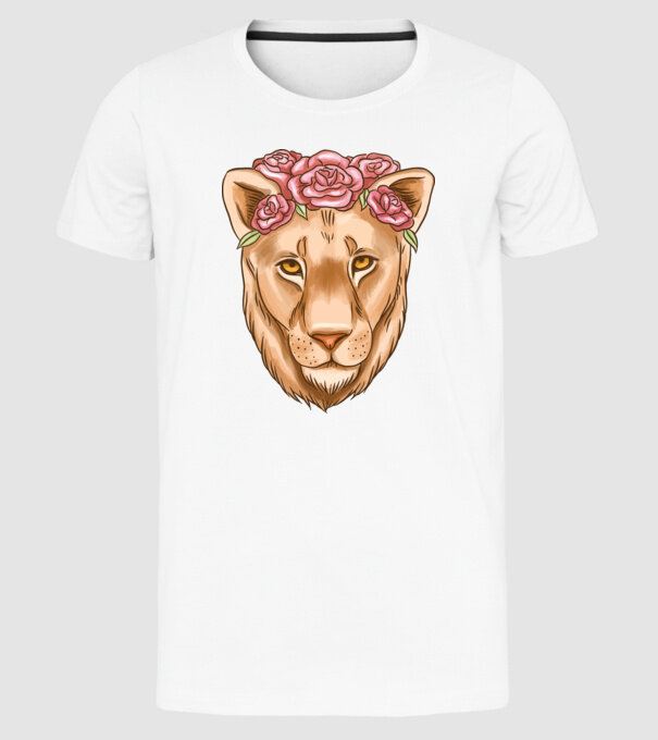 Doamnă leu model alb pe tricou