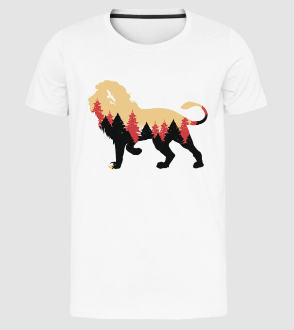 Siluetă Leu model alb pe tricou