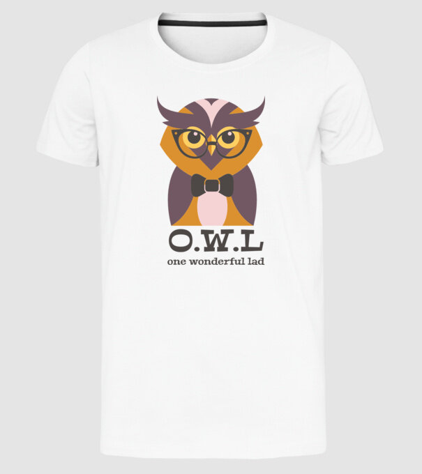 OWL - One wonderful Lad model alb pe tricou