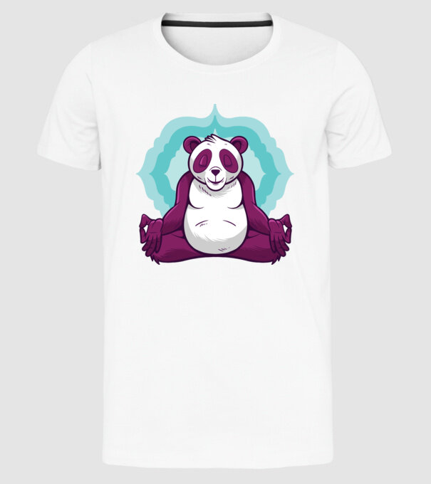 Panda Meditație model alb pe tricou