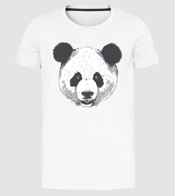 Cap de panda model alb pe tricou
