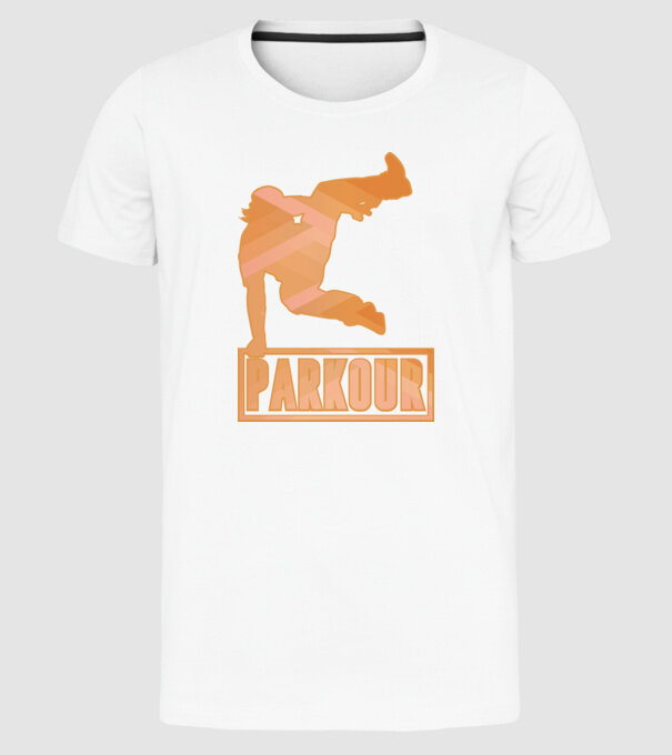 Tricou Parkour cu inscripție model alb pe tricou